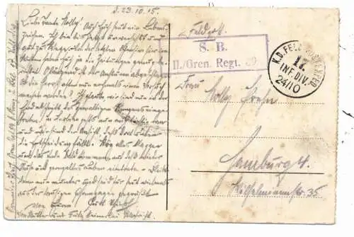 B 8980 ZONNEBEKE - PASSENDALE, Zerstörungen 1. Weltkrieg, deutsche Feldpost 1915