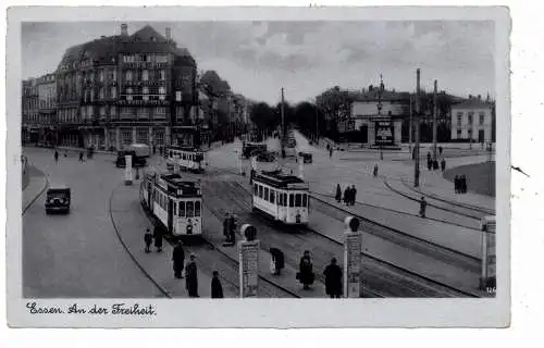 [Ansichtskarte] 4300 ESSEN, An der Freiheit, Strassenbahnen, WHW - Werbung. 