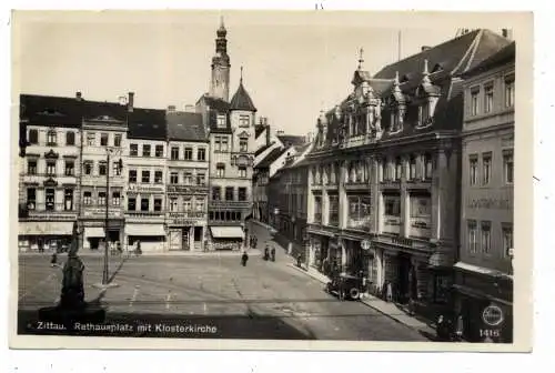 [Ansichtskarte] 0-8800 ZITTAU, Rathausplatz mit Klosterkirche, Verlag Wagner. 