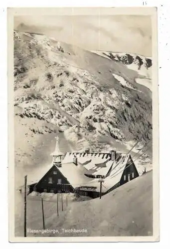 [Ansichtskarte] NIEDER - SCHLESIEN - KRUMMHÜBEL / KARPACZ, eingeschneite Teichbaude, 1933, Verlag Wenzel. 