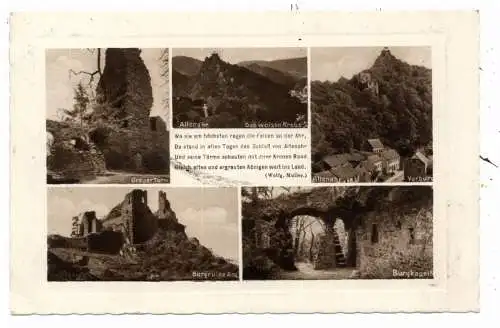[Ansichtskarte] 5486 ALTENAHR, Burgruine Are, 5 Ansichten, 1929. 