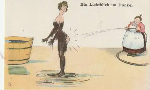 [Ansichtskarte] HUMOR - MOORBAD, "Ein Lichtblick im Dunkel". 