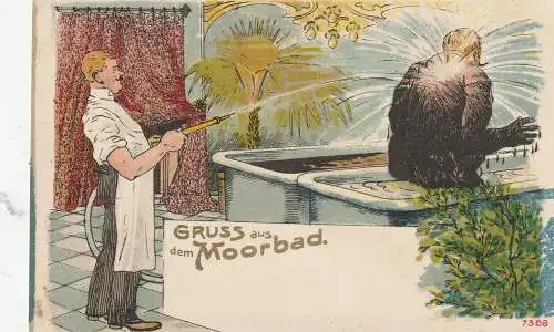 [Ansichtskarte] HUMOR - MOORBAD, "Gruß aus dem Moorbad". 
