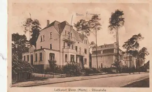 [Ansichtskarte] 0-2080 WAREN / Müritz, Villenstrasse, 1929. 