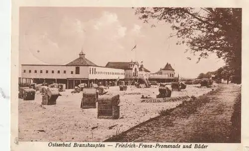 [Ansichtskarte] 0-2565 KÜHLUNGSBORN - BRUNSHAUPTEN, Friedrich-Franz-Promenade und Bäder, 1928. 
