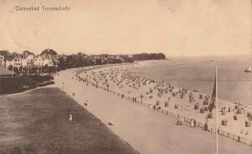 [Ansichtskarte] 2400 LÜBECK - TRAVEMÜNDE, Promenade, Strand, 1922, Verlag Thursch. 