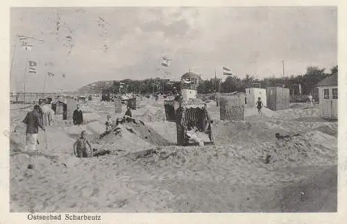 2409 SCHARBEUTZ, Strandleben, - körbe, -burgen, 1928, Verlag Meyer
