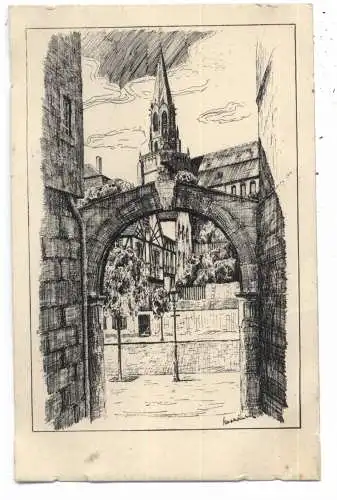 8750 ASCHAFFENBURG, An der Brennofengasse, Künstler - Karte Karl Winkel, 1930