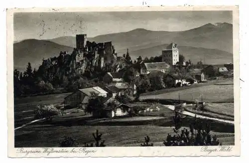 [Ansichtskarte] 8370 REGEN - WEISSENSTEIN, Blick auf den Ort mit Ruine, 1932, Verlag Pech. 