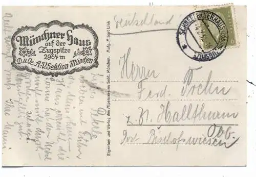 [Ansichtskarte] 8100 ZUGSPITZE / GARMISCH, Am Grat zur Zugspitze, 1932. 