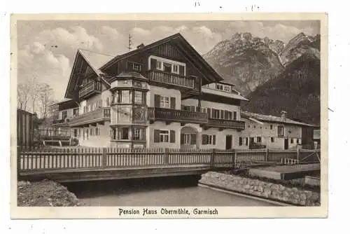 [Ansichtskarte] 8100 GARMISCH  PARTENKIRCHEN, Pension Haus Obermühle, Buchungsbestätigung, 1928. 