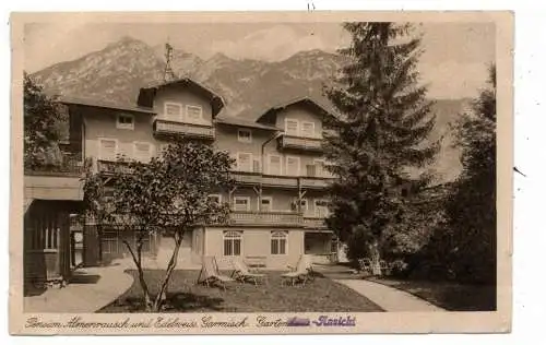 [Ansichtskarte] 8100 GARMISCH  PARTENKIRCHEN, Pension Haus Almenrausch, Buchungsbestätigung, 1928. 