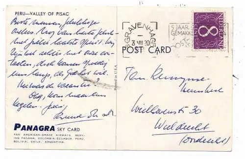 PERU - VALLEY of PISAC, Panagra advertising card