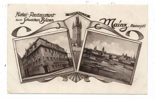 [Ansichtskarte] 6500 MAINZ, Hotel - Restaurant "zum Schwarzen Bären", Holzstrasse, 1927. 