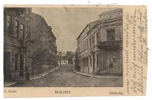[Ansichtskarte] PL 95-060 BRZEZINY, Ul. Gorki, Feldpost 1. Weltkrieg, Ränder unsauber geschnitten. 