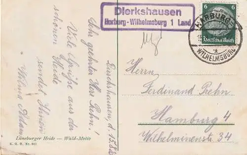 2116 ASENDORF - DIERKSHAUSEN, Postgeschichte, Landpoststempel 1933