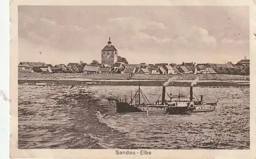 0-3521 SANDAU, Blick über die Elbe, 1927