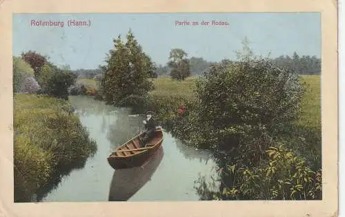 [Ansichtskarte] 2720 ROTENBURG / Wümme, Partie an der Rodau, coloriert, 1913. 