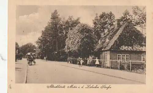 [Ansichtskarte] 2000 HAMBURG - ALTRAHLSTEDT, Lübecker Strasse, Fuhrwerk, Verlag Krumm. 