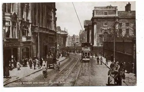 [Ansichtskarte] EIRE / IRLAND - DUBLIN, Grafton Street, Trinity College, Tram. 