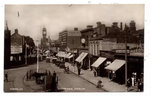[Ansichtskarte] EIRE / IRLAND - DUBLIN - RATHMINES, Street scene. Tram, small pressure point, 1928. 