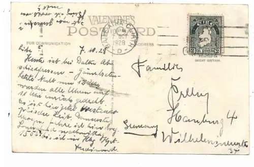 [Ansichtskarte] EIRE / IRLAND - DUBLIN - RATHMINES, Street scene. Tram, small pressure point, 1928. 