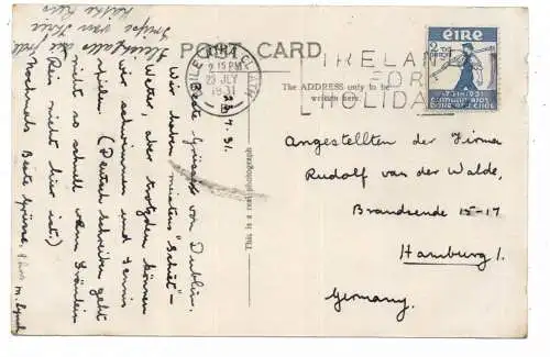 [Ansichtskarte] EIRE / IRLAND - DUBLIN, O'Connell Street & Bridge, Tram, animated scene, 1931. 