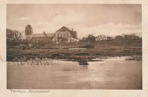 2155 JORK - WISCH, Fährhaus "Kirschenland", Blick von der Elbe, 1928