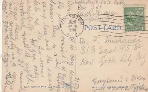[Ansichtskarte] USA - NEW YORK - KINGSTON, Greetings from Sawkill, 1948. 