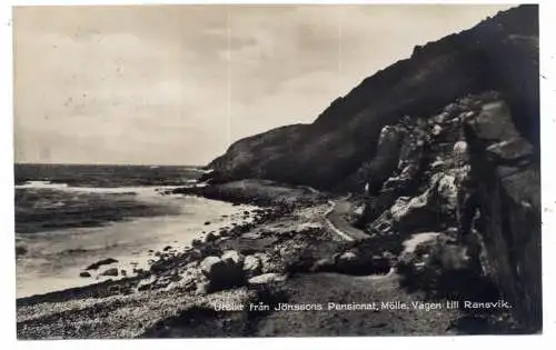 [Ansichtskarte] S 26338 HÖGANÄS - MÖLLE, UTSIKT FRÄN JÖNSSONS PENSIONAT, Vägen till Ransvik, 1930. 