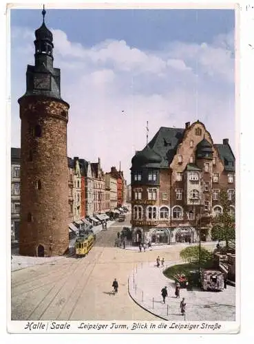 [Ansichtskarte] 0-4000 HALLE / Saale, Leipziger Tor, Leipziger Strasse, Strassenbahn, Kiosk, Verlag Lindner. 