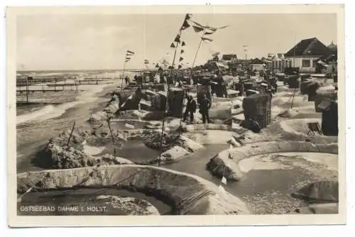 2435 DAHME / Holstein, Sandburgen bei Flut, 1930