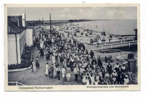 2436 KELLENHUSEN, Strandpromenade, Strandhalle, belebte Szene, 1932
