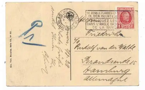 [Ansichtskarte] B 2000 ANTWERPEN, Ortellus en Jordaenskaaien, Tram, 1928, Thill, Serie 25 - # 82. 