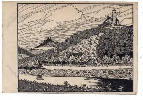 0-5631 BORNHAGEN / Eichsfeld, Ludwigstein & Hanstein, Künstler-Karte Prof. Ulrich, 1935