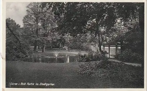 [Ansichtskarte] 5160 DÜREN, Partie im Stadtgarten. 