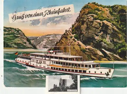 [Ansichtskarte] BINNENSCHIFFE - RHEIN, Köln - Düsseldorfer "BERLIN", Klapp-Leporello, 10 Rheinansichten. 