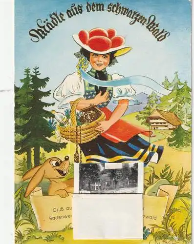 7847 BADENWEILER, Klapp-Leporello, 10 Ansichten, Schwarzwadtracht