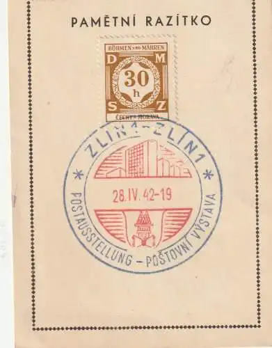 [Ansichtskarte] BÖHMEN & MÄHREN - ZLIN, Postgeschichte, Sonderstempel Postausstellung 1942. 