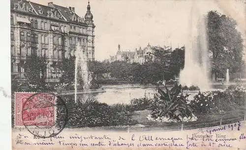 [Ansichtskarte] 5000 KÖLN, Anlagen am Deutschen Ring, Springbrunnen, 1907, Verlag Becker. 