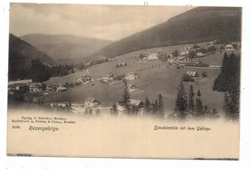 BÖHMEN & MÄHREN -SPINDLERMÜHLE / SPINDLERUV MLYN, Spindelmühle mit dem Gebirge, Lichtdruck, ca. 1905, Schröter