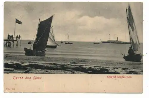 0-2337 BINZ / Rügen, Fischerboote, Rügen-Dampfer, ca. 1905