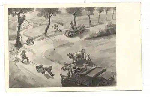 [Ansichtskarte] MILITÄR - Wehrmacht, Humor, Nachrichtentruppen - Kabelleger. 