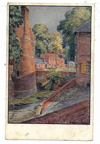 [Ansichtskarte] F 80700 ROYE, An der Stadtmauer, Künstler-Karte M. Schamberger, 1915, deutsche Feldpost. 