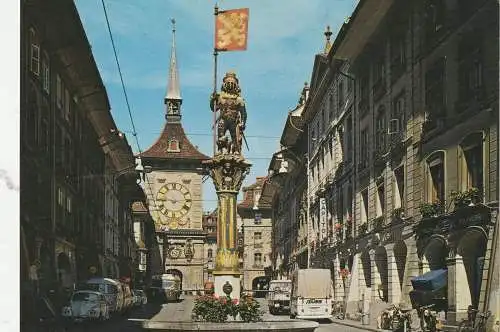 [Ansichtskarte] CH 3000 BERN BE, Zeitglockenturm, VW - Käfer, VOLKSWAGEN Bus, Omnibus, Motorräder. 