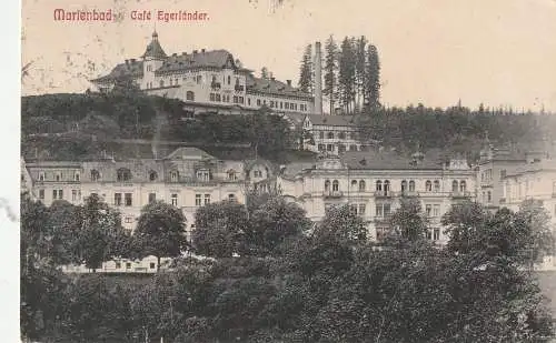 [Ansichtskarte] BÖHMEN & MÄHREN, MARIENBAD / MARIANSKE LAZNE, Cafe Egerländer, 1914. 