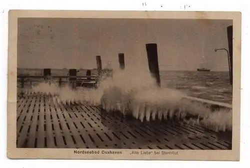 [Ansichtskarte] 2190 CUXHAVEN, Alte Liebe bei Sturmflut, 1919. 