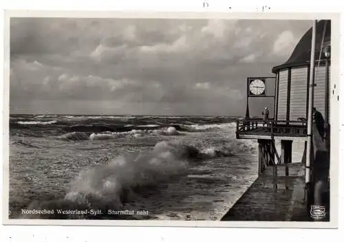 [Ansichtskarte] 2280 SYLT - WESTERLAND, Sturmflut naht, Verlag Pförtner. 