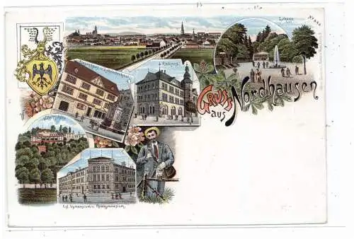 [Ansichtskarte] 0-5500 NORDHAUSEN, Lithographie, 6 Ansichten. 