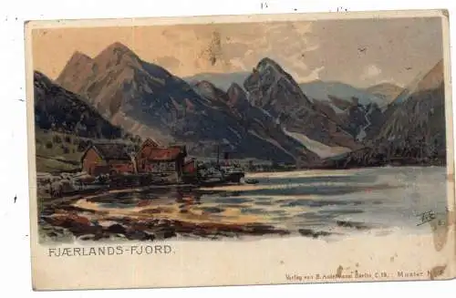 [Ansichtskarte] N 6851 SOGNDAL, Fjaerlands Fjord, Lithographie, ca. 1900, Verlag Antelmann - Berlin. 